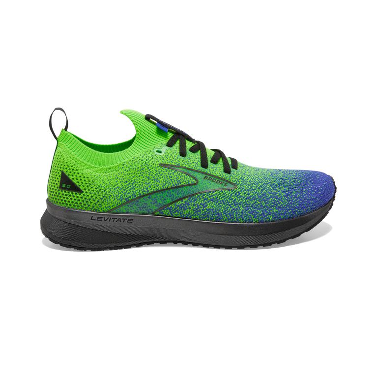 Brooks LEVITATE STEALTHFIT 5 Energy Return Road Running Shoes Mens Sale - M1 Green Gecko/Baja/Dazzli